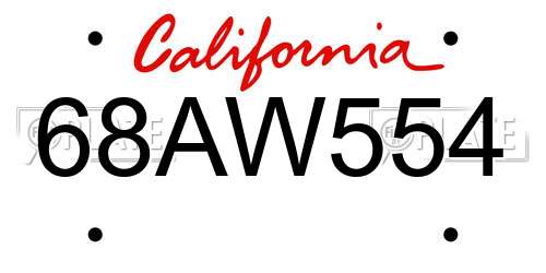 68AW554 California License Plate