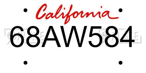 68AW584 California License Plate