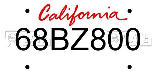 68BZ800 California License Plate