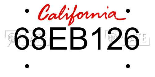 68EB126 California License Plate
