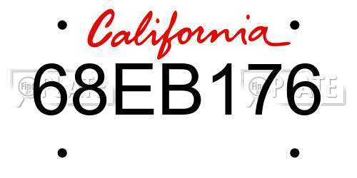 68EB176 California License Plate