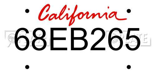 68EB265 California License Plate