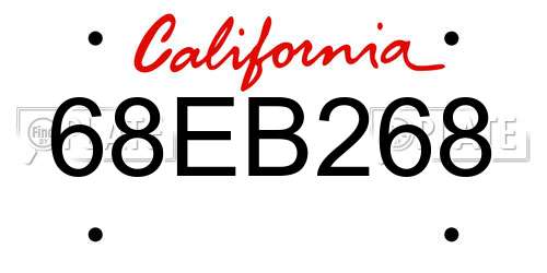 68EB268 California License Plate