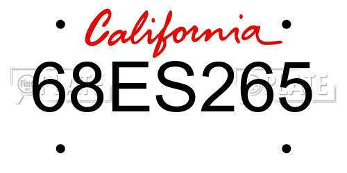 68ES265 California License Plate
