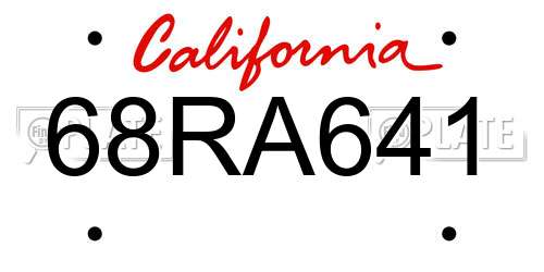 68RA641 California License Plate