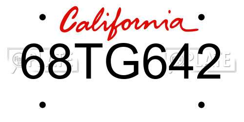 68TG642 California License Plate
