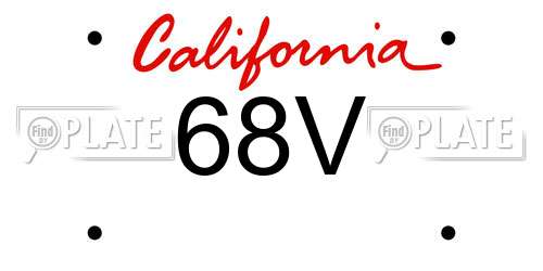 68V California License Plate