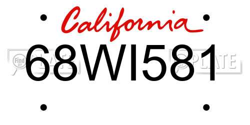 68WI581 California License Plate
