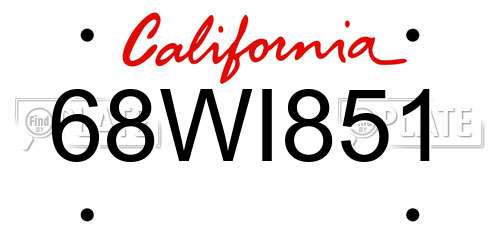 68WI851 California License Plate