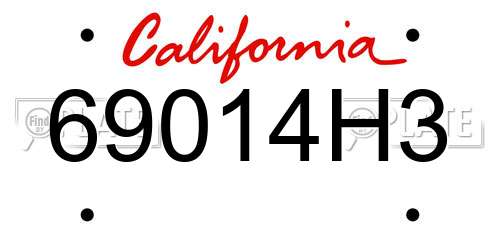 69014H3 California License Plate