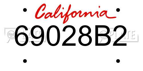 69028B2 California License Plate