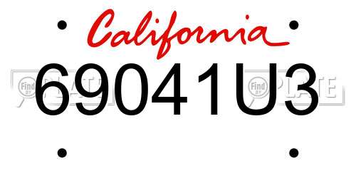 69041U3 California License Plate