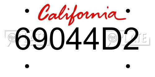 69044D2 California License Plate