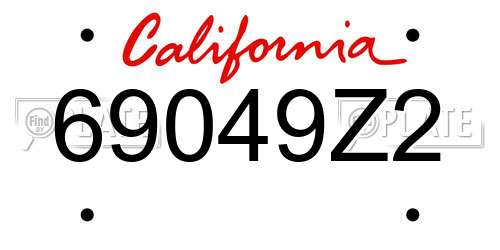 69049Z2 California License Plate