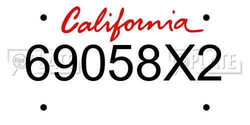69058X2 California License Plate