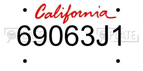 69063J1 California License Plate