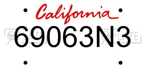 69063N3 California License Plate