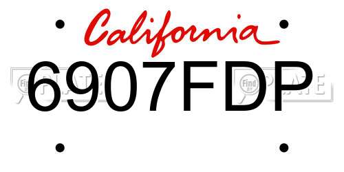 6907FDP California License Plate