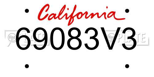 69083V3 California License Plate