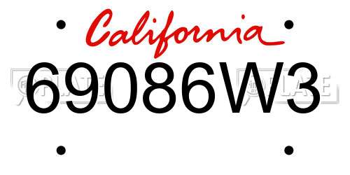 69086W3 California License Plate
