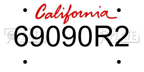 69090R2 California License Plate