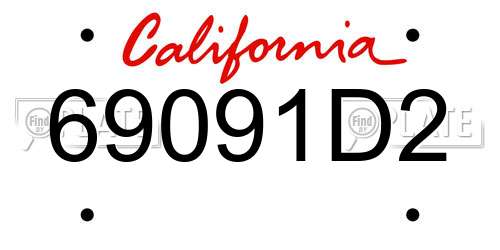 69091D2 California License Plate