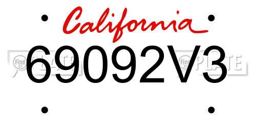 69092V3 California License Plate
