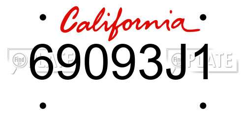 69093J1 California License Plate