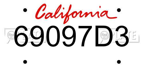 69097D3 California License Plate