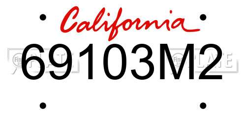 69103M2 California License Plate