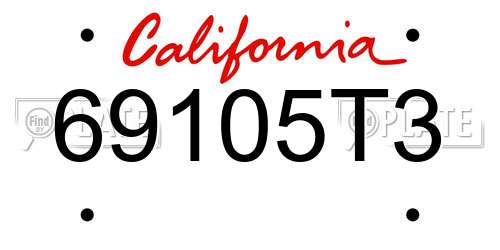 69105T3 California License Plate