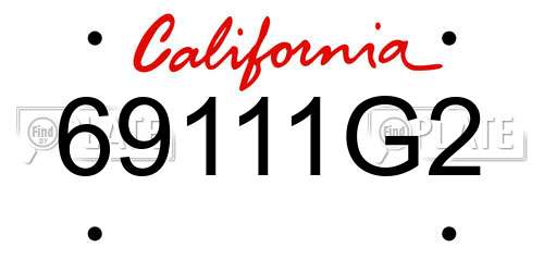 69111G2 California License Plate