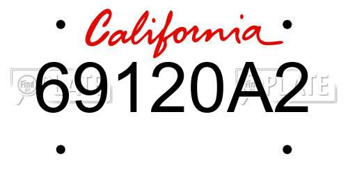 69120A2 California License Plate