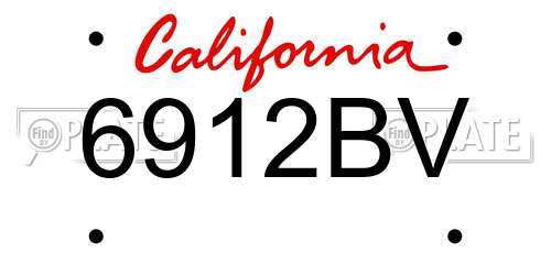 6912BV California License Plate