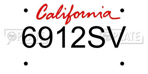 6912SV California License Plate
