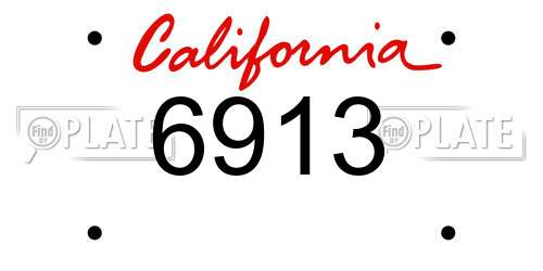 6913 California License Plate