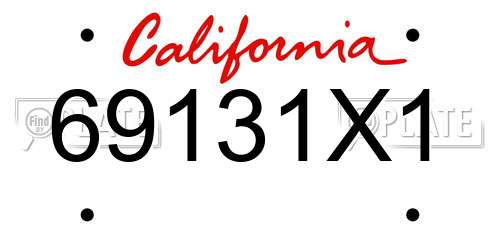 69131X1 California License Plate