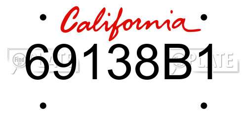 69138B1 California License Plate