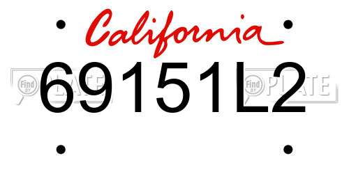 69151L2 California License Plate