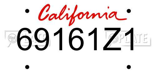 69161Z1 California License Plate