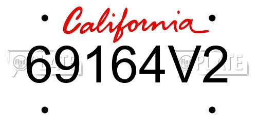 69164V2 California License Plate