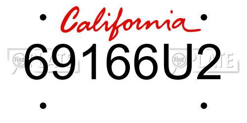 69166U2 California License Plate