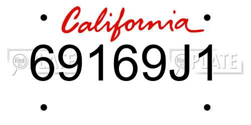 69169J1 California License Plate