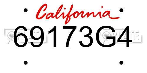 69173G4 California License Plate