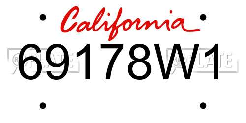69178W1 California License Plate