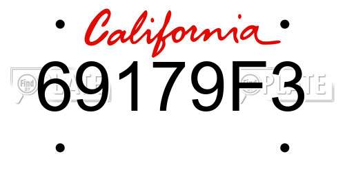 69179F3 California License Plate