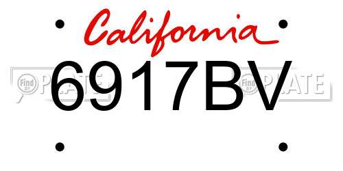 6917BV California License Plate