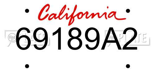 69189A2 California License Plate