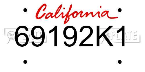 69192K1 California License Plate