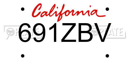 691ZBV California License Plate